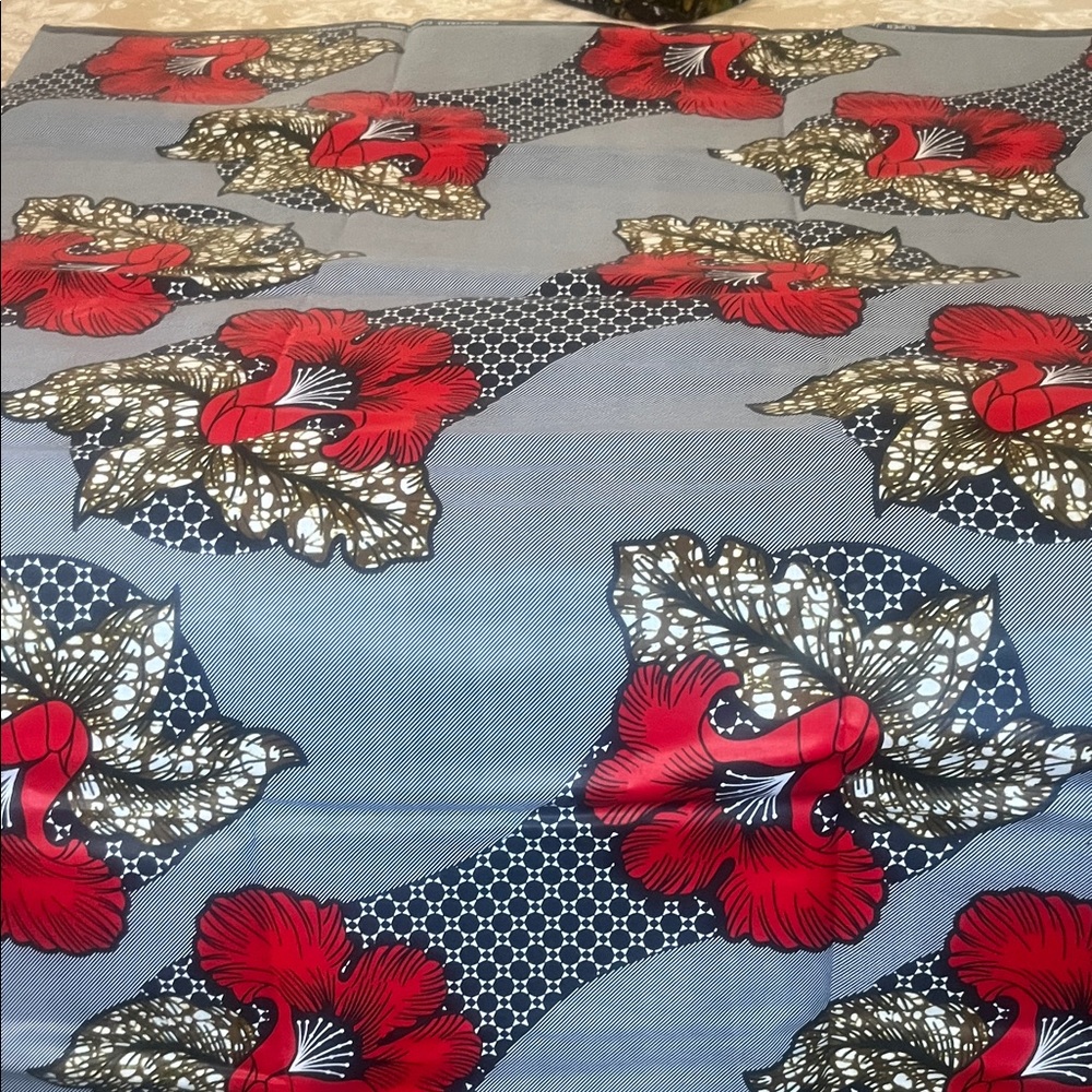 Bold Red Floral Print Wax Fabric